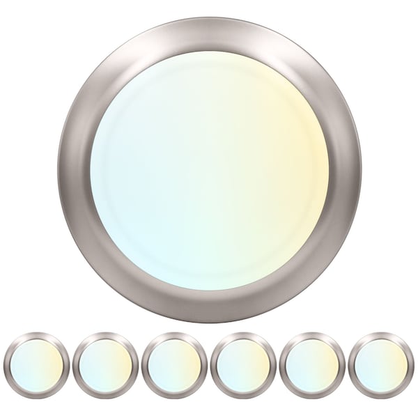 Luxrite 6 Inch LED Disk Light 5CCT 2700K-5000K 12.5W 1000LM Dimmable Damp Rated Brushed Nickel, 6PK LR23873-6PK - main